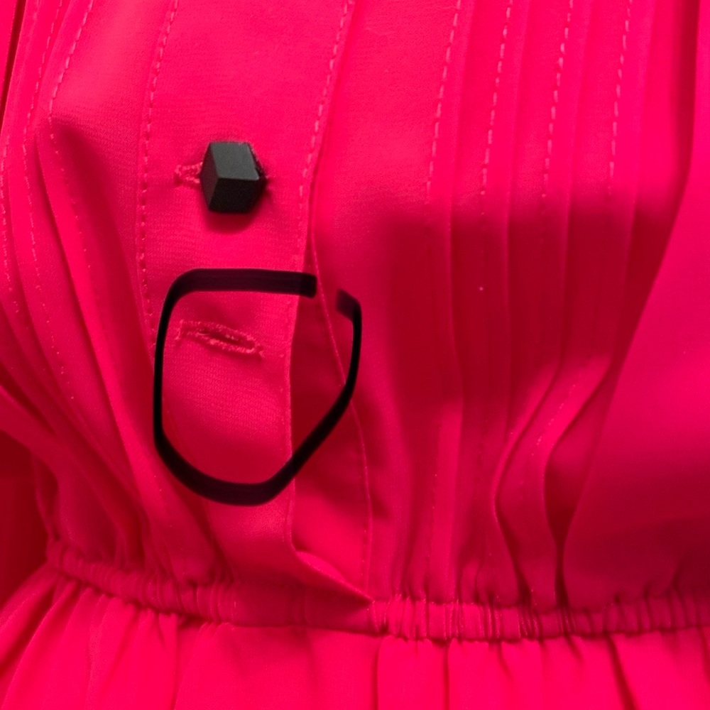 MS Chaus Pink Black Pleated Chiffon Size 10 Old Money Preppy Chic Romantic Dress - Picture 12 of 12